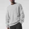 Domain-Pullover mit Rundhalsausschnitt aus Rippstrick – Athletic Heather Grey
