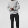 Domain-Pullover mit Rundhalsausschnitt aus Rippstrick – Athletic Heather Grey