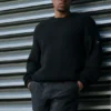 Domain Rib Knit Crew-Pullover – Schwarz