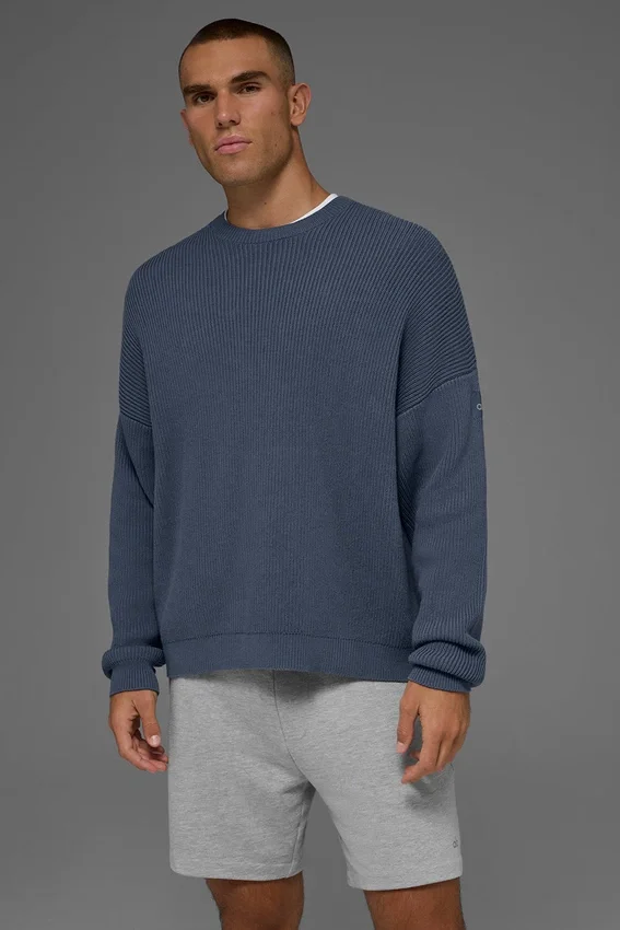 Domain Rib Knit Pullover – Bluestone