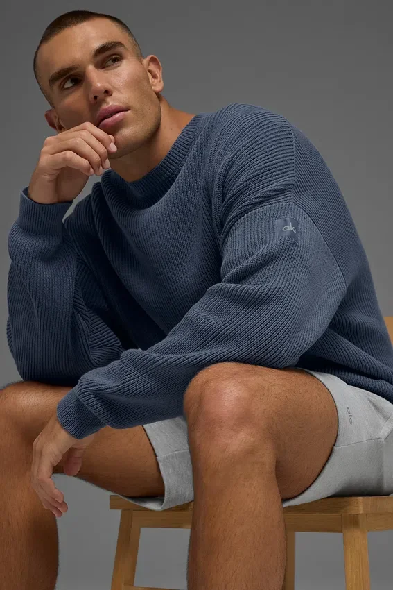 Domain Rib Knit Pullover – Bluestone