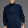 Domain Shift Rib Knit 1/4-Reißverschluss-Pullover – Marineblau