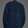 Domain Shift Rib Knit 1/4-Reißverschluss-Pullover – Marineblau