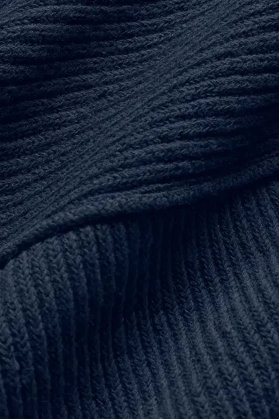 Domain Shift Rib Knit 1/4-Reißverschluss-Pullover – Marineblau