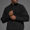 Domain Shift Rib Knit 1/4-Reißverschluss-Pullover – Schwarz