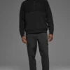 Domain Shift Rib Knit 1/4-Reißverschluss-Pullover – Schwarz