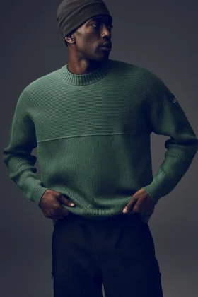 Domain Shift Rib Knit Pullover Crew – Clover Green