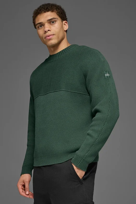 Domain Shift Rib Knit Pullover Crew – Clover Green