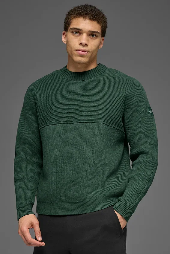 Domain Shift Rib Knit Pullover Crew – Clover Green