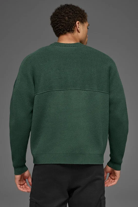 Domain Shift Rib Knit Pullover Crew – Clover Green