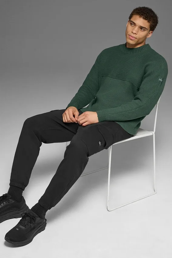 Domain Shift Rib Knit Pullover Crew – Clover Green