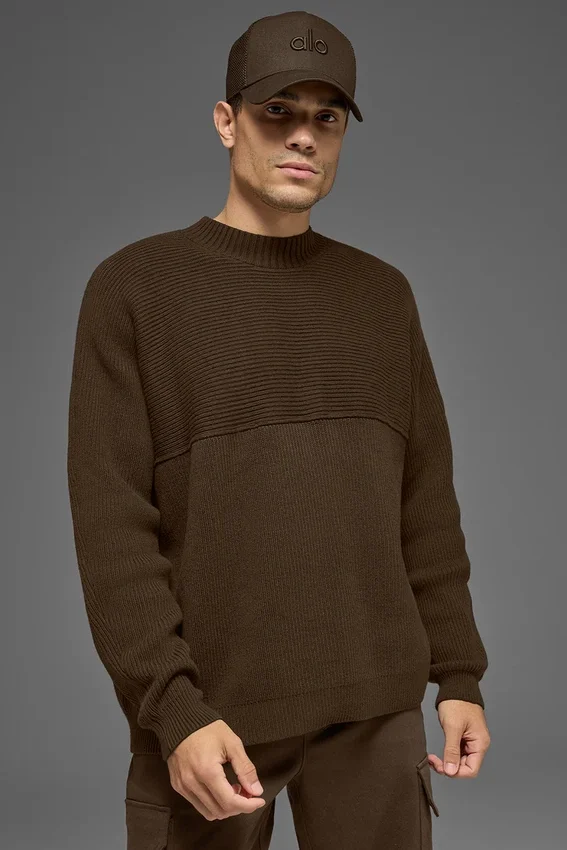 Domain Shift Rib Knit Pullover Crew – Espresso