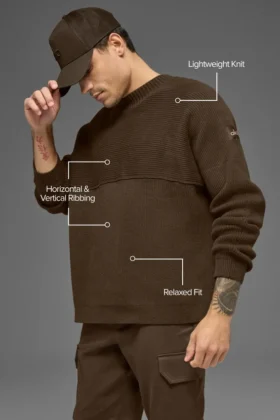 Domain Shift Rib Knit Pullover Crew – Espresso