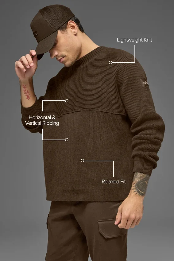 Domain Shift Rib Knit Pullover Crew – Espresso