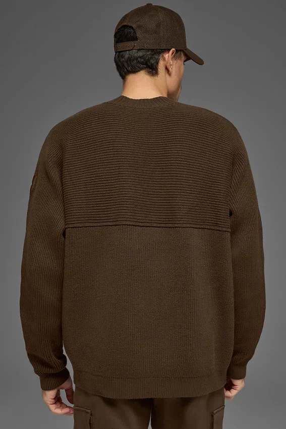 Domain Shift Rib Knit Pullover Crew – Espresso