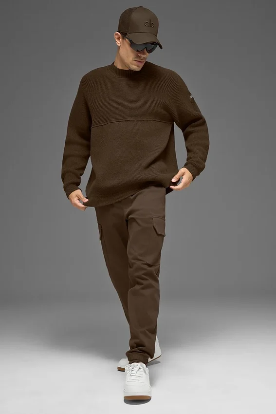 Domain Shift Rib Knit Pullover Crew – Espresso