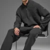 Domain Shift Rib Knit Pullover mit 1/4-Reißverschluss – Anthrazit