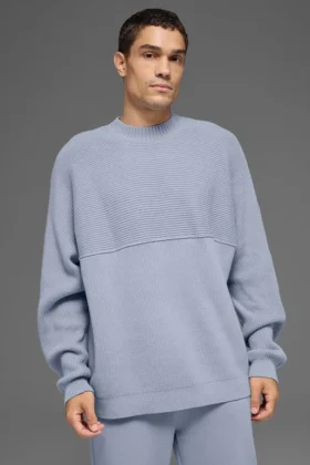 Domain Shift Rippstrick-Pullover mit Rundhalsausschnitt – Winter Frost