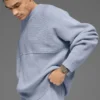 Domain Shift Rippstrick-Pullover mit Rundhalsausschnitt – Winter Frost