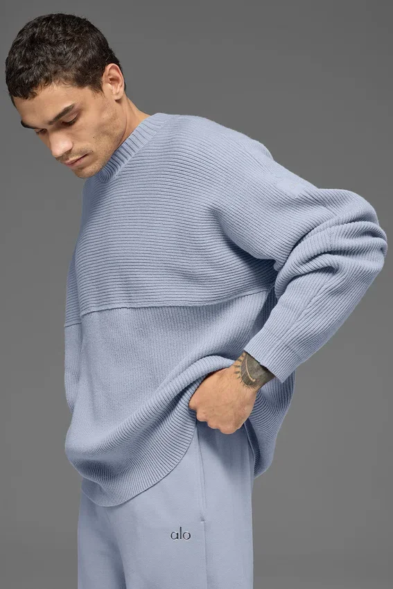 Domain Shift Rippstrick-Pullover mit Rundhalsausschnitt – Winter Frost