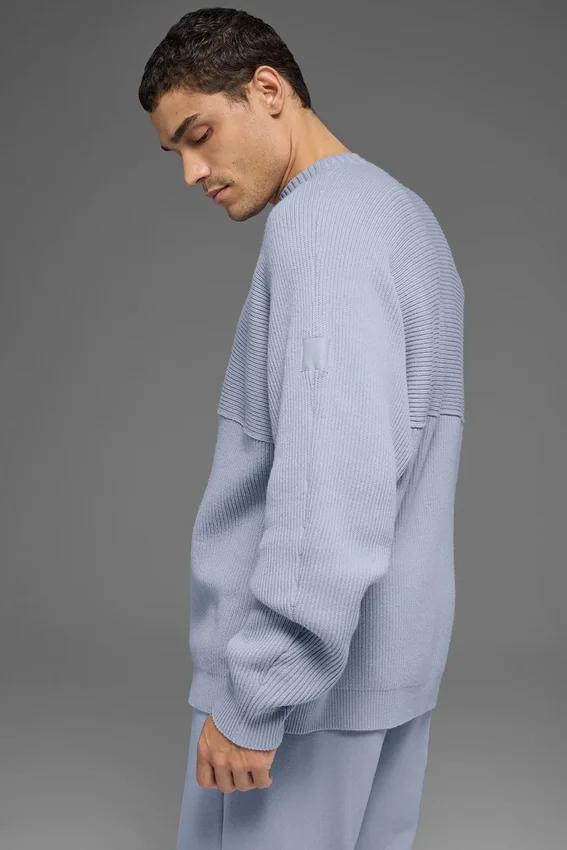 Domain Shift Rippstrick-Pullover mit Rundhalsausschnitt – Winter Frost