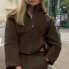 Double-Face-Wolljacke „City Girl“ – Espresso