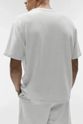 Double Take Kurzarmshirt – Weiß meliert