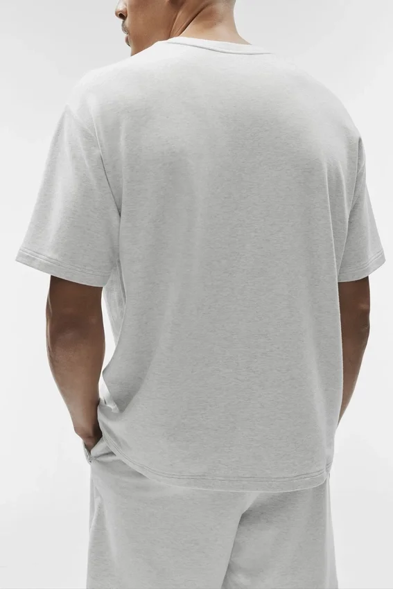 Double Take Kurzarmshirt – Weiß meliert