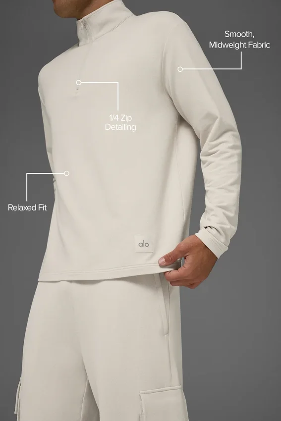 Double Take Langarmshirt mit 1/4-Reißverschluss – Bone