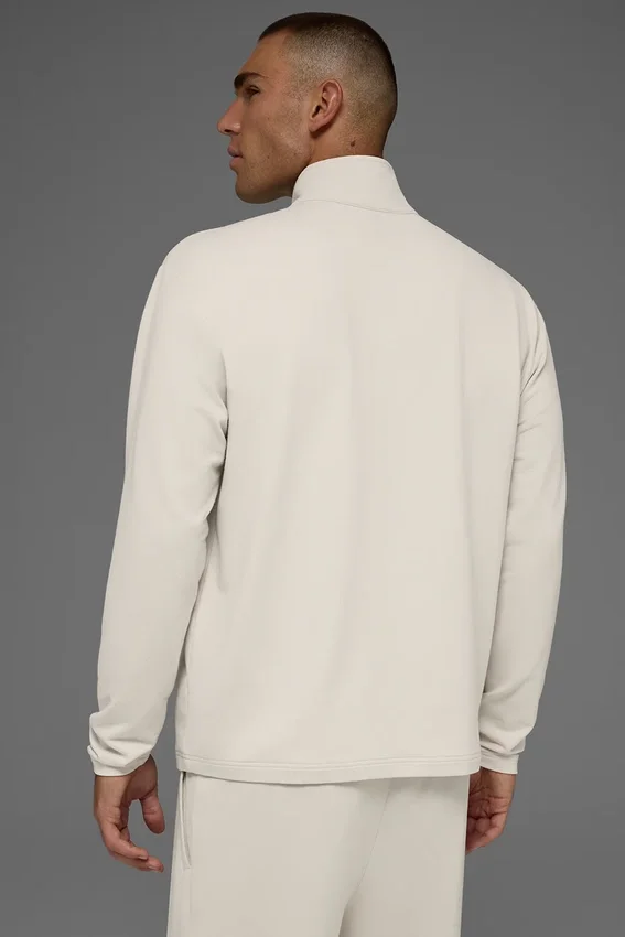 Double Take Langarmshirt mit 1/4-Reißverschluss – Bone