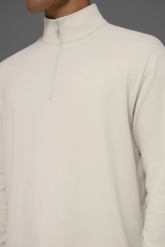 Double Take Langarmshirt mit 1/4-Reißverschluss – Bone