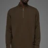 Double Take Langarmshirt mit 1/4-Reißverschluss – Espresso