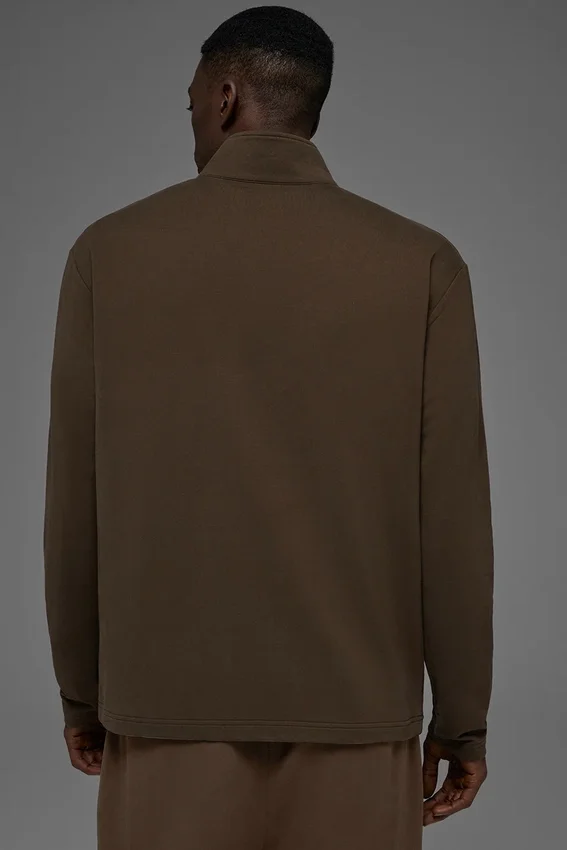 Double Take Langarmshirt mit 1/4-Reißverschluss – Espresso