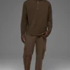 Double Take Langarmshirt mit 1/4-Reißverschluss – Espresso