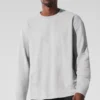 Double Take Langarmshirt mit Rundhalsausschnitt – Athletic Heather Grey