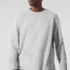 Double Take Langarmshirt mit Rundhalsausschnitt – Athletic Heather Grey