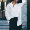 Dreamscape Langarmshirt mit Knopfleiste – Weiß