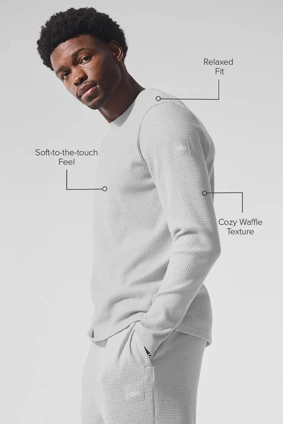 Elevate Waffle Langarmshirt – Athletic Heather Grey