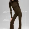 Flare-Hose aus Denim-Strick mit High-Waist – Espresso/Schwarz