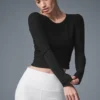 Gather Langarmshirt – Schwarz