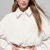 Gekürzte „Mountain Side“-Jacke aus geripptem Velours – Elfenbein