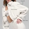 Gekürzte „Mountain Side“-Jacke aus geripptem Velours – Elfenbein