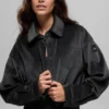 Gekürzte „Mountain Side“-Jacke aus geripptem Velours – Schwarz