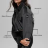 Gekürzte „Mountain Side“-Jacke aus geripptem Velours – Schwarz