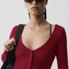 Gerippte, kurz geschnittene „Whisper“-Strickjacke – „Summer Romance Red“