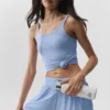 Geripptes Adore-Top – Helles Provence-Blau