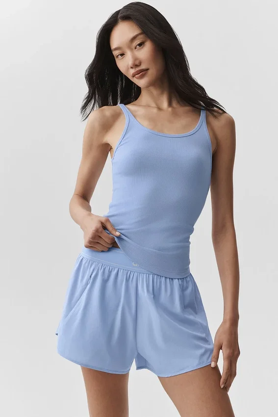 Geripptes Adore-Top – Helles Provence-Blau