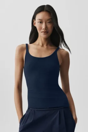 Geripptes Adore-Top – Marineblau