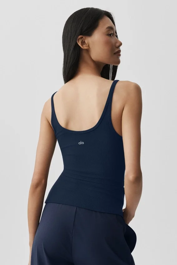 Geripptes Adore-Top – Marineblau