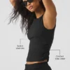 Geripptes „En Pointe“-Top – Schwarz